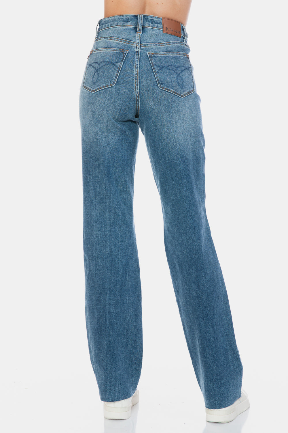 Blue Zone Planet | Judy Blue Full Size Tummy Control Cut Raw Hem Straight Jeans-BOTTOMS SIZES SMALL MEDIUM LARGE-[Adult]-[Female]-2022 Online Blue Zone Planet