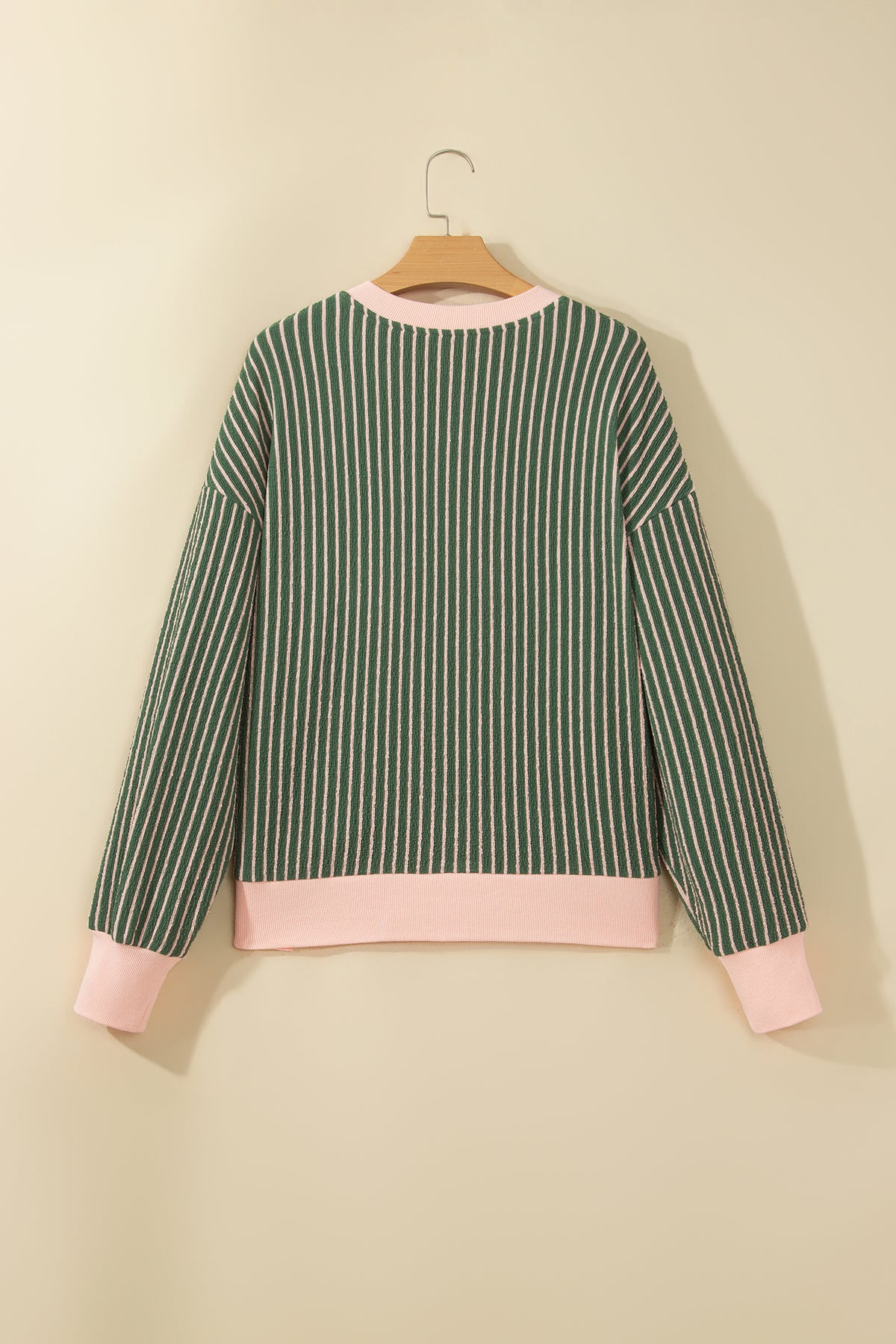 Green Stripe Striped V Neck Patchwork Long Sleeve Regular Fit Cardigan-Sweaters & Cardigans/Cardigans-[Adult]-[Female]-2022 Online Blue Zone Planet