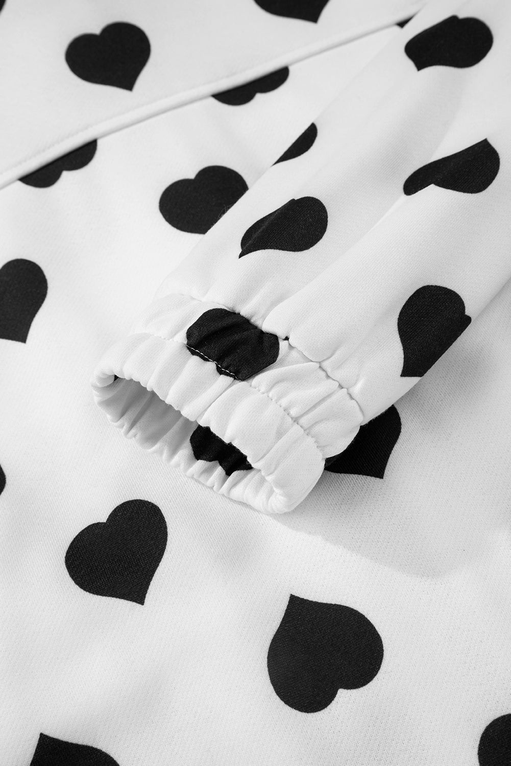 White Double Flap Pocket Heart Print Collar Zip Jacket-Outerwear/Jackets-[Adult]-[Female]-2022 Online Blue Zone Planet
