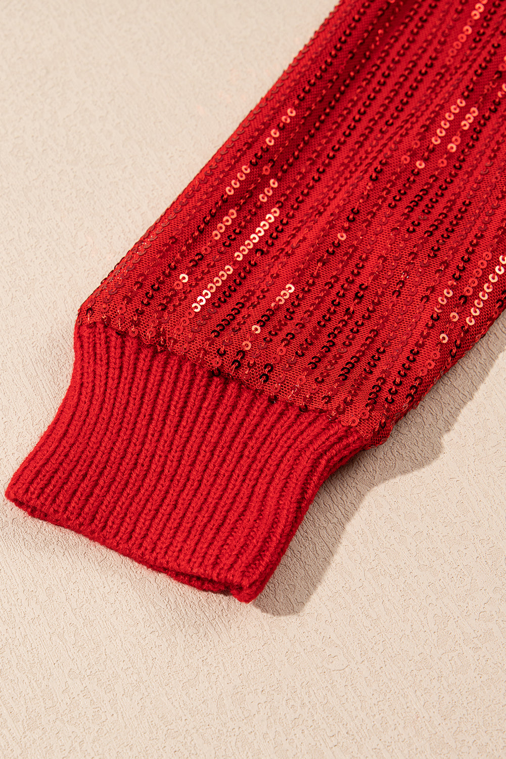 Blue Zone Planet | Racing Red Merry Graphic Sequin Sleeves Christmas Turtleneck Sweater-Sweaters & Cardigans/Sweaters-[Adult]-[Female]-2022 Online Blue Zone Planet