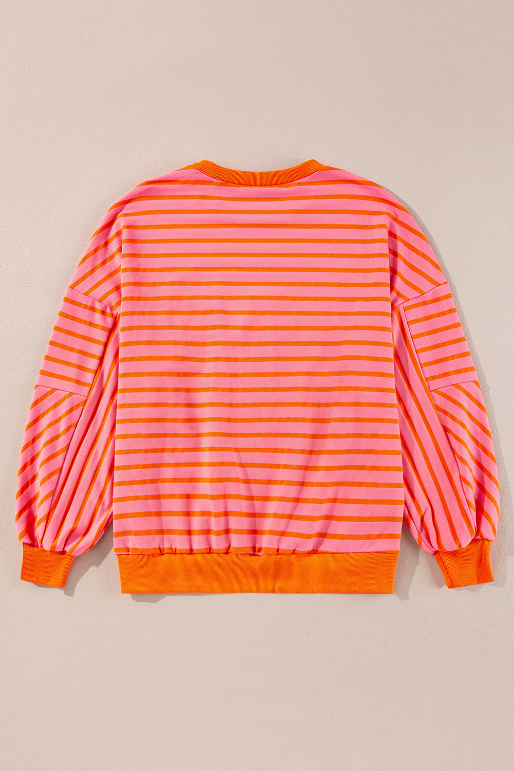 Blue Zone Planet | Orange Stripe Drop Shoulder Crew Neck Loose Sweatshirt-TOPS / DRESSES-[Adult]-[Female]-2022 Online Blue Zone Planet