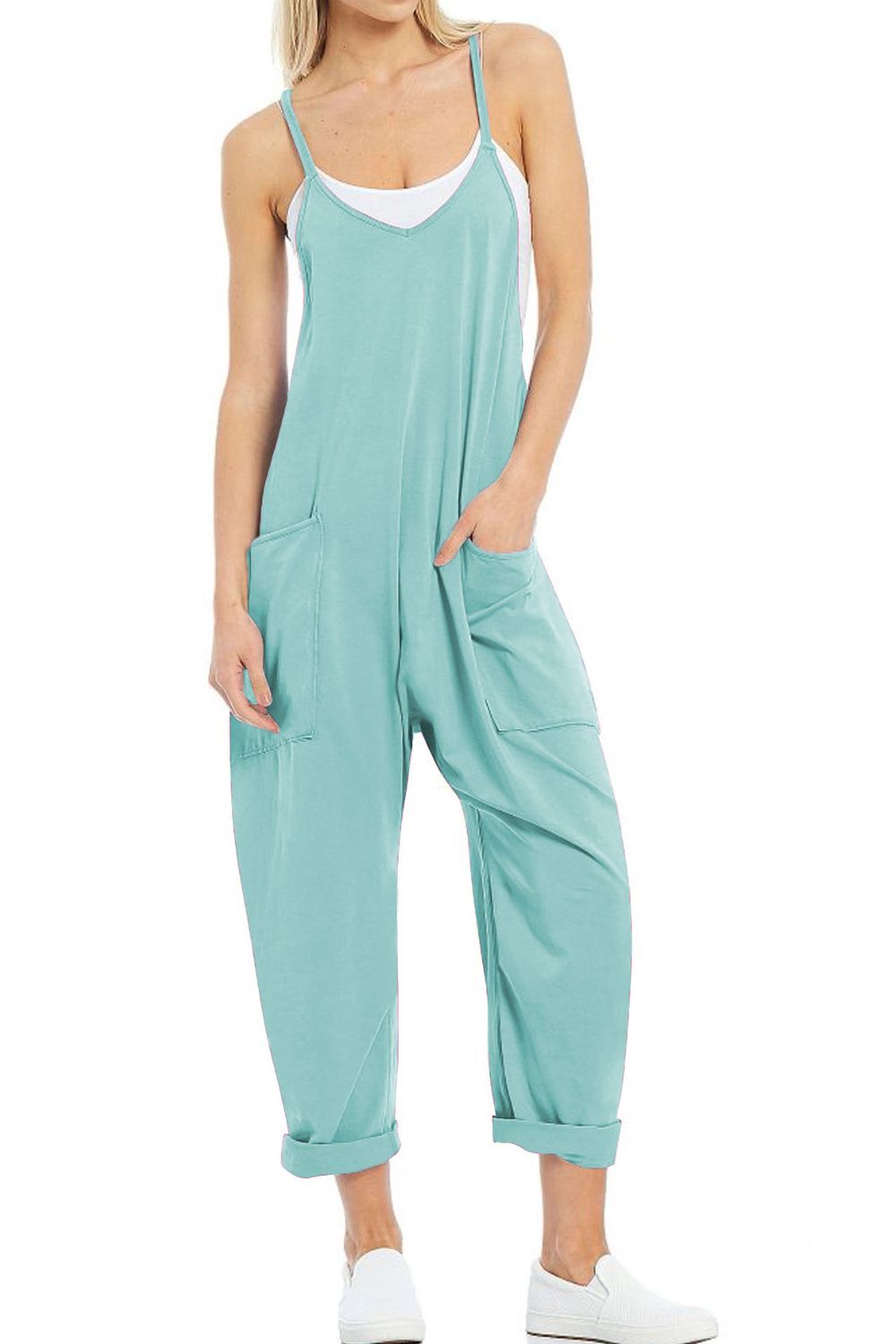 Spaghetti Strap Jumpsuit with Pockets-TOPS / DRESSES-[Adult]-[Female]-2022 Online Blue Zone Planet