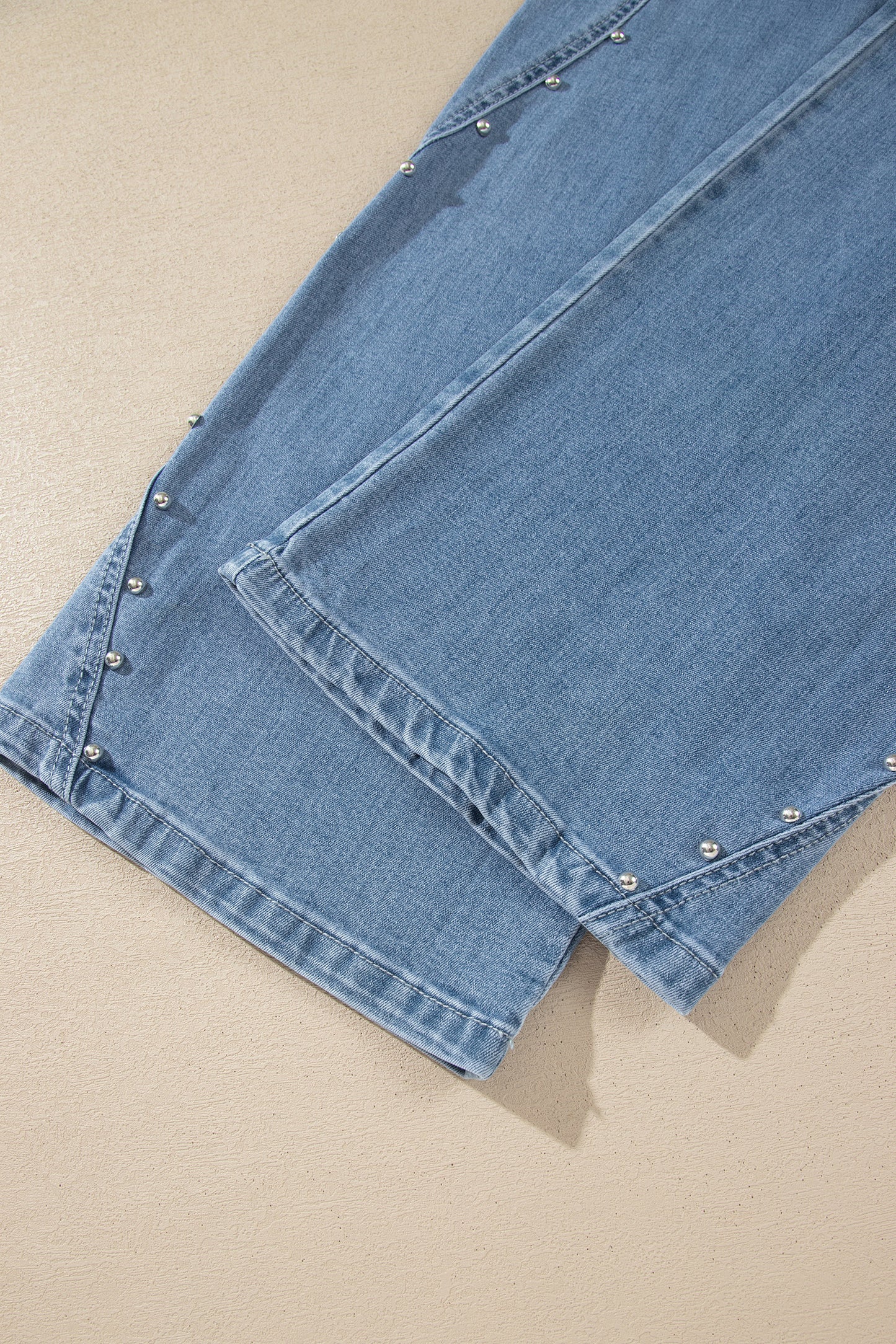 Dusk Blue Side Seam Rivet Detail Ankle Length Casual Jeans