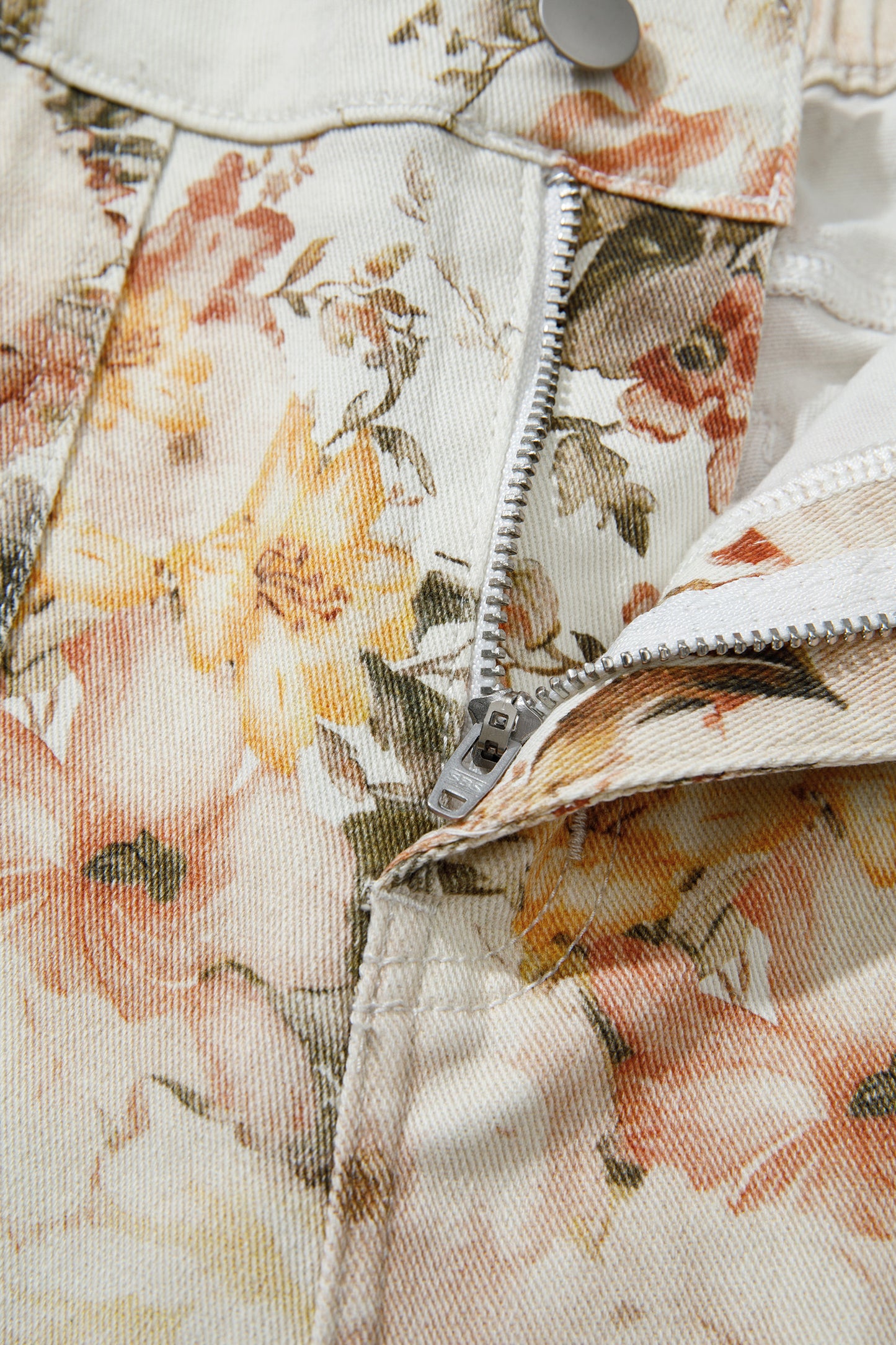 Beige Vintage Style Floral Print High Waist Wide Leg Jeans-Bottoms/Jeans-[Adult]-[Female]-2022 Online Blue Zone Planet