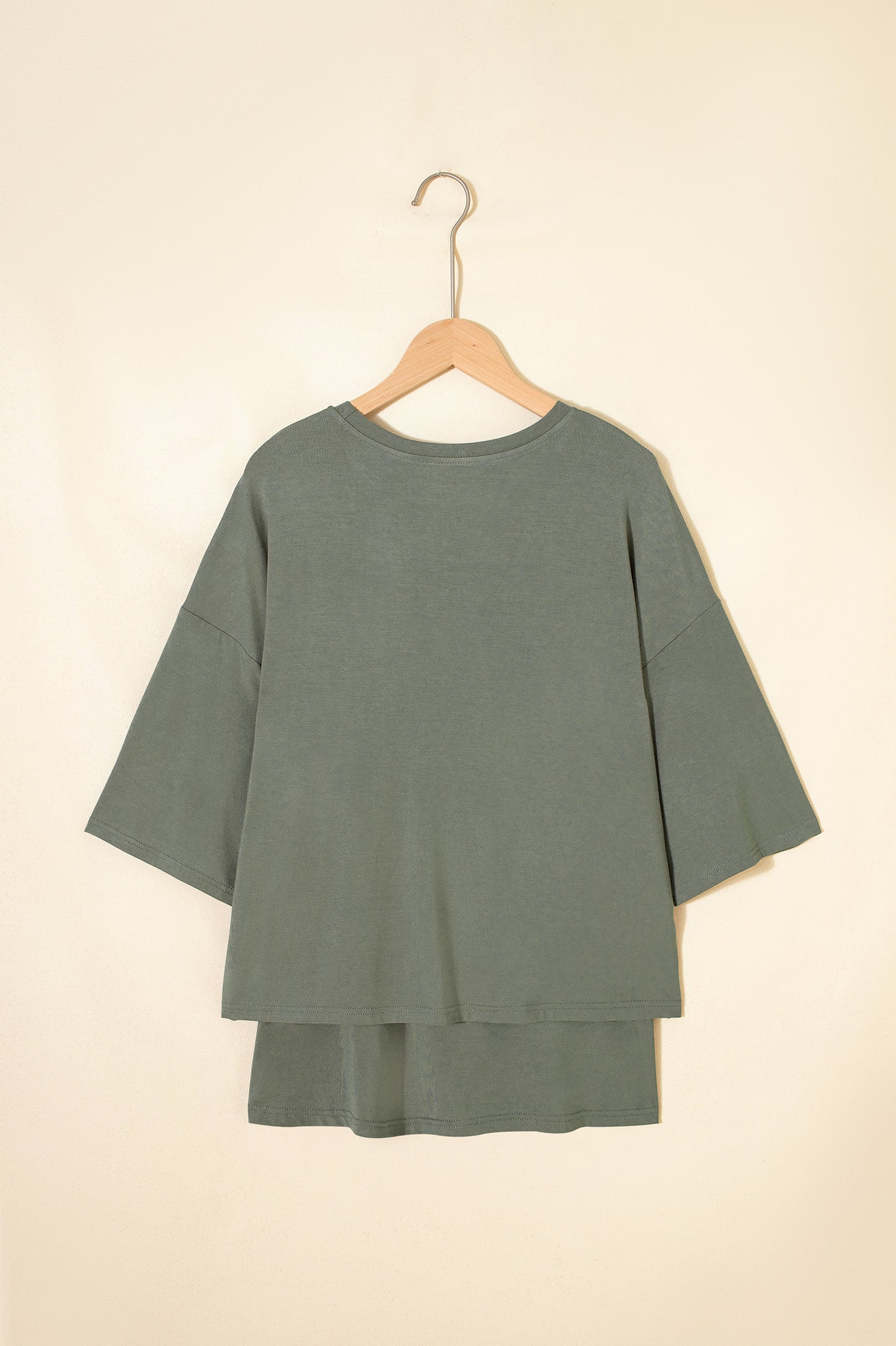 Laurel Green Solid Color Oversize Tee Tie Wrap Mini Skort 2pcs Set-Two Piece Sets/Two Piece Dresses-[Adult]-[Female]-2022 Online Blue Zone Planet