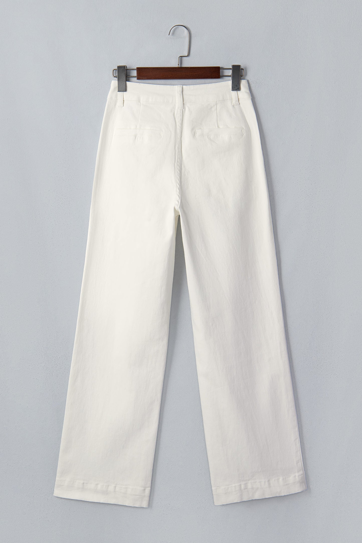 White Solid Color Scalloped Patch Pocket Shift Jeans-Bottoms/Jeans-[Adult]-[Female]-2022 Online Blue Zone Planet