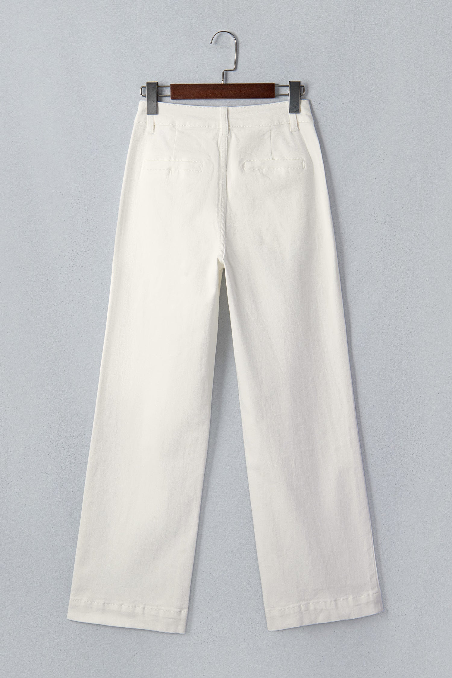 White Solid Color Scalloped Patch Pocket Shift Jeans-Bottoms/Jeans-[Adult]-[Female]-2022 Online Blue Zone Planet