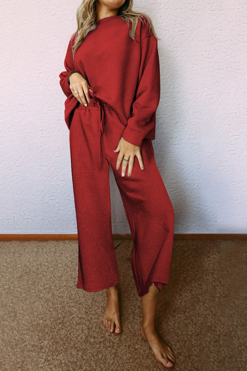 Myosotis Ultra Loose Textured 2pcs Slouchy Outfit