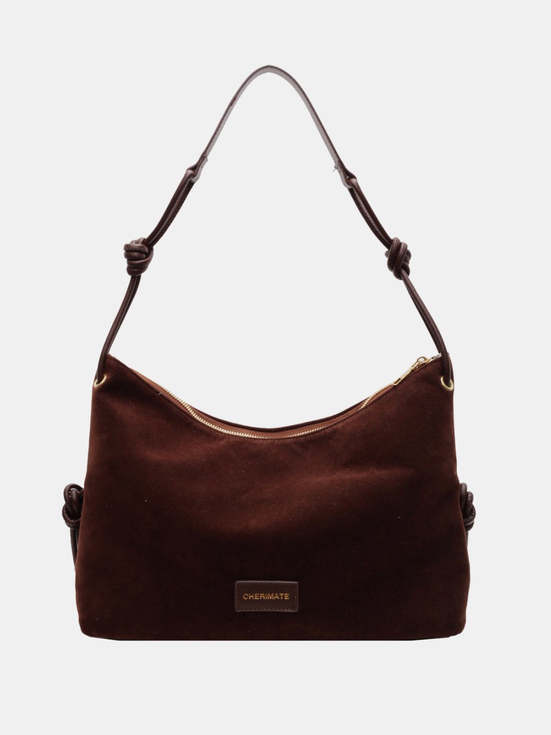 Blue Zone Planet | Suede Large Shoulder Bag-HANDBAGS-[Adult]-[Female]-Dark Brown-One Size-2022 Online Blue Zone Planet