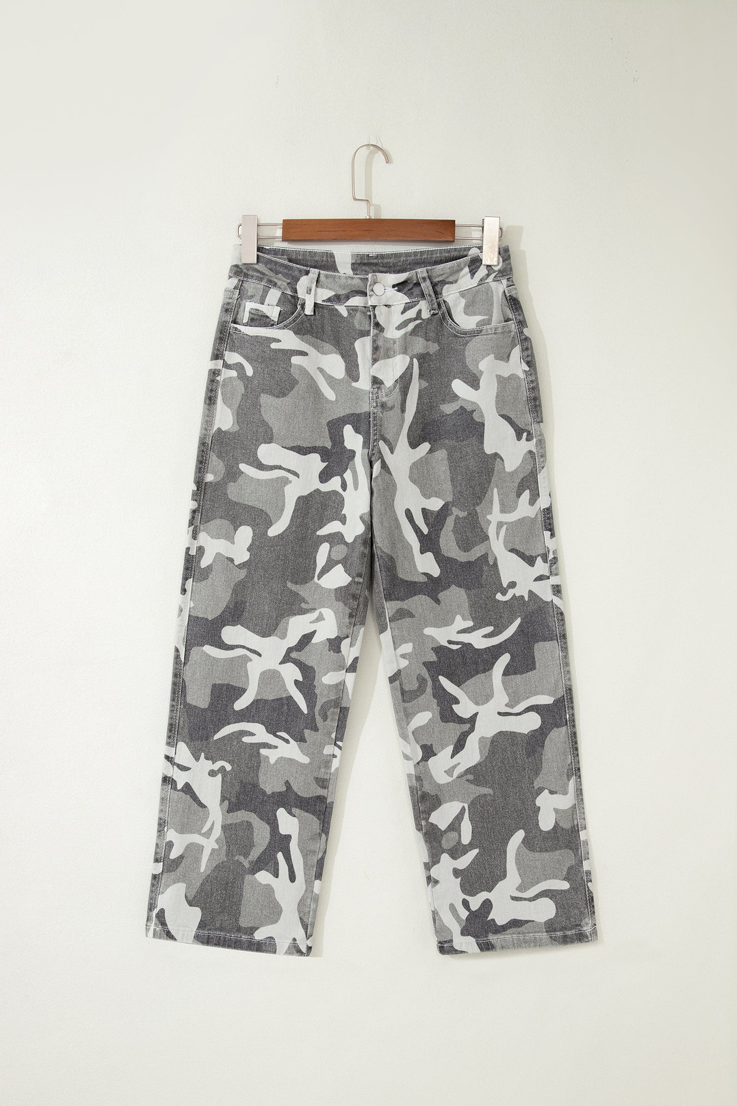 Green Camo Pattern Cotton Denim Shift Jeans-Bottoms/Jeans-[Adult]-[Female]-2022 Online Blue Zone Planet