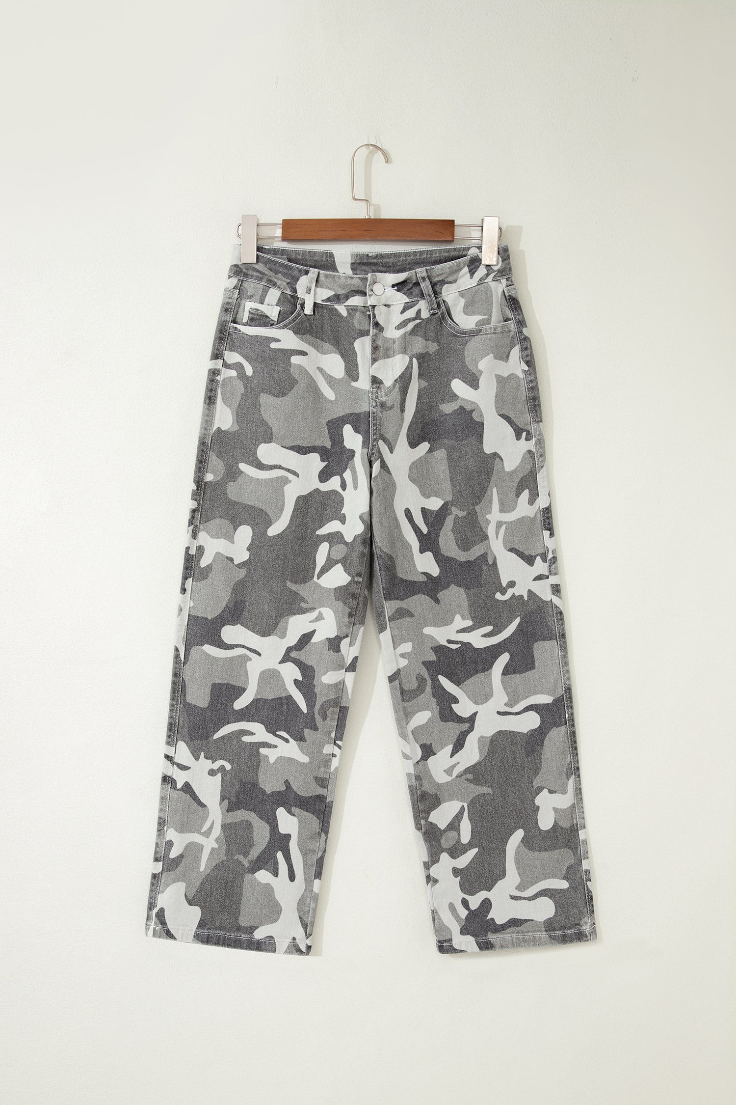 Green Camo Pattern Cotton Denim Shift Jeans-Bottoms/Jeans-[Adult]-[Female]-2022 Online Blue Zone Planet