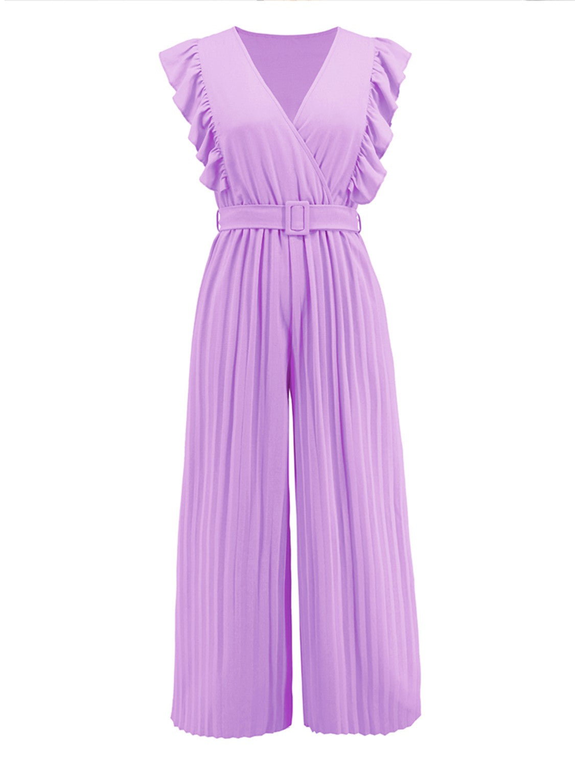 Ruffled Surplice Cap Sleeve Jumpsuit-[Adult]-[Female]-2022 Online Blue Zone Planet