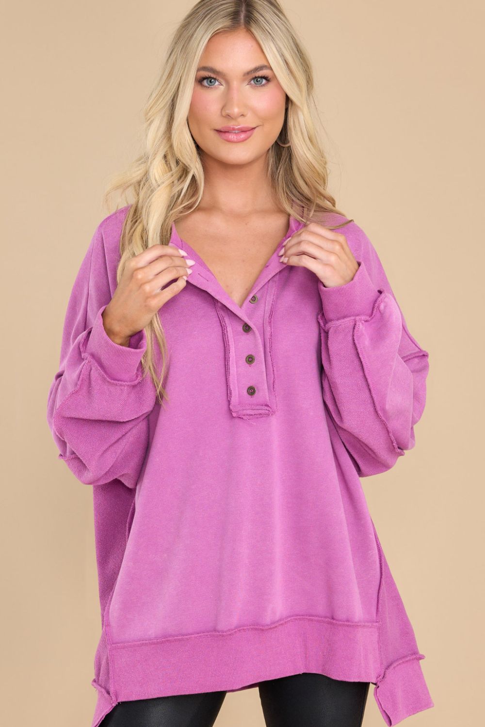 Exposed Seam Long Sleeve Sweatshirt-TOPS / DRESSES-[Adult]-[Female]-2022 Online Blue Zone Planet