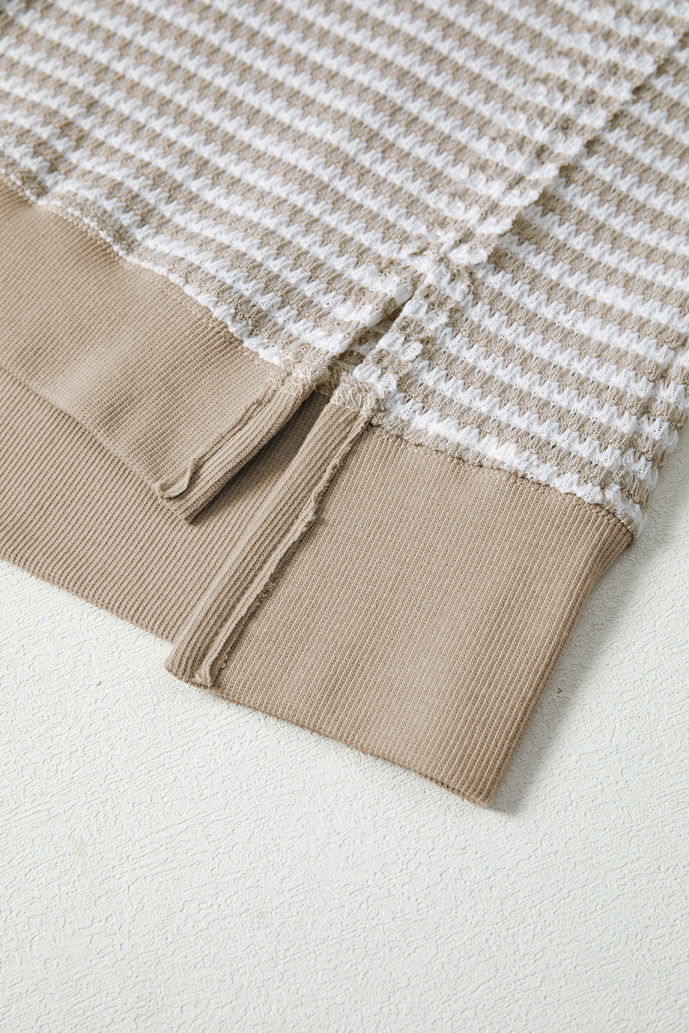 Brown Stripe Ribbed Trim Drop Shoulder Long Sleeve Oversize Top-Tops/Long Sleeve Tops-[Adult]-[Female]-2022 Online Blue Zone Planet