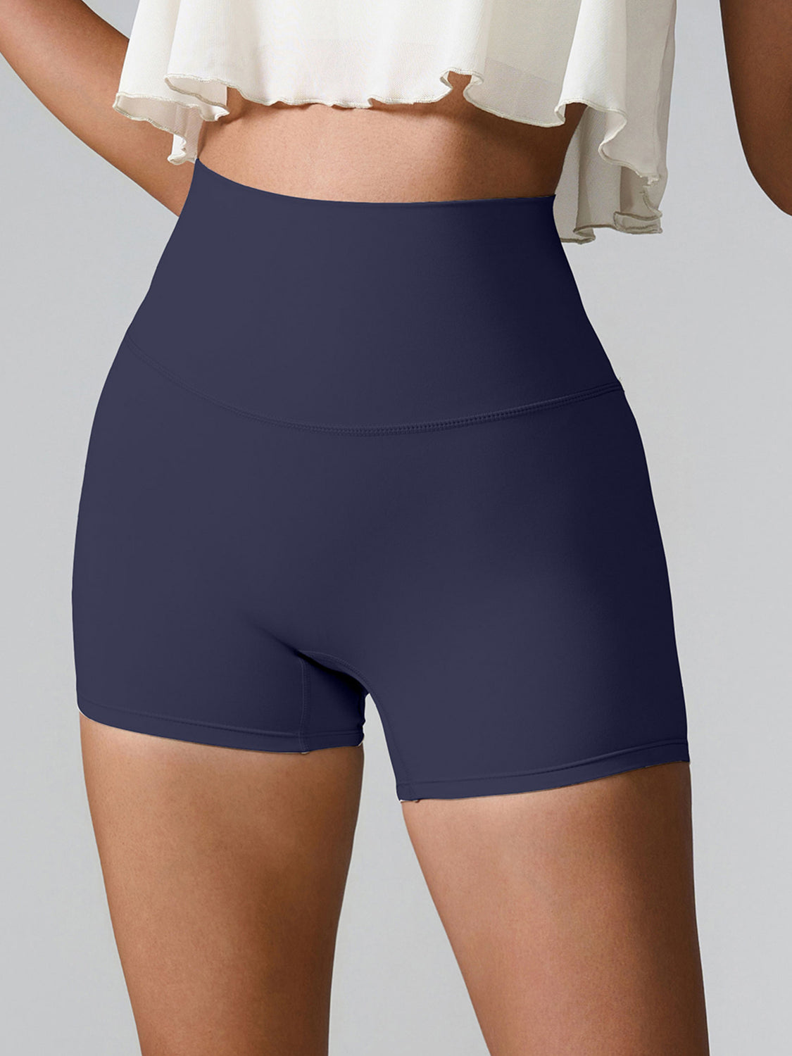 Blue Zone Planet | High Waist Active Shorts-TOPS / DRESSES-[Adult]-[Female]-Navy-S-2022 Online Blue Zone Planet