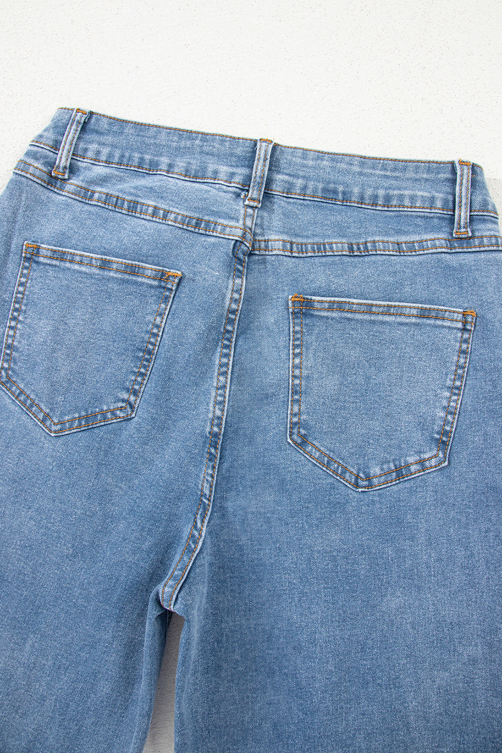 Blue Mid Rise Asymmetrical Waist Wide Leg Jeans-Bottoms/Jeans-[Adult]-[Female]-2022 Online Blue Zone Planet