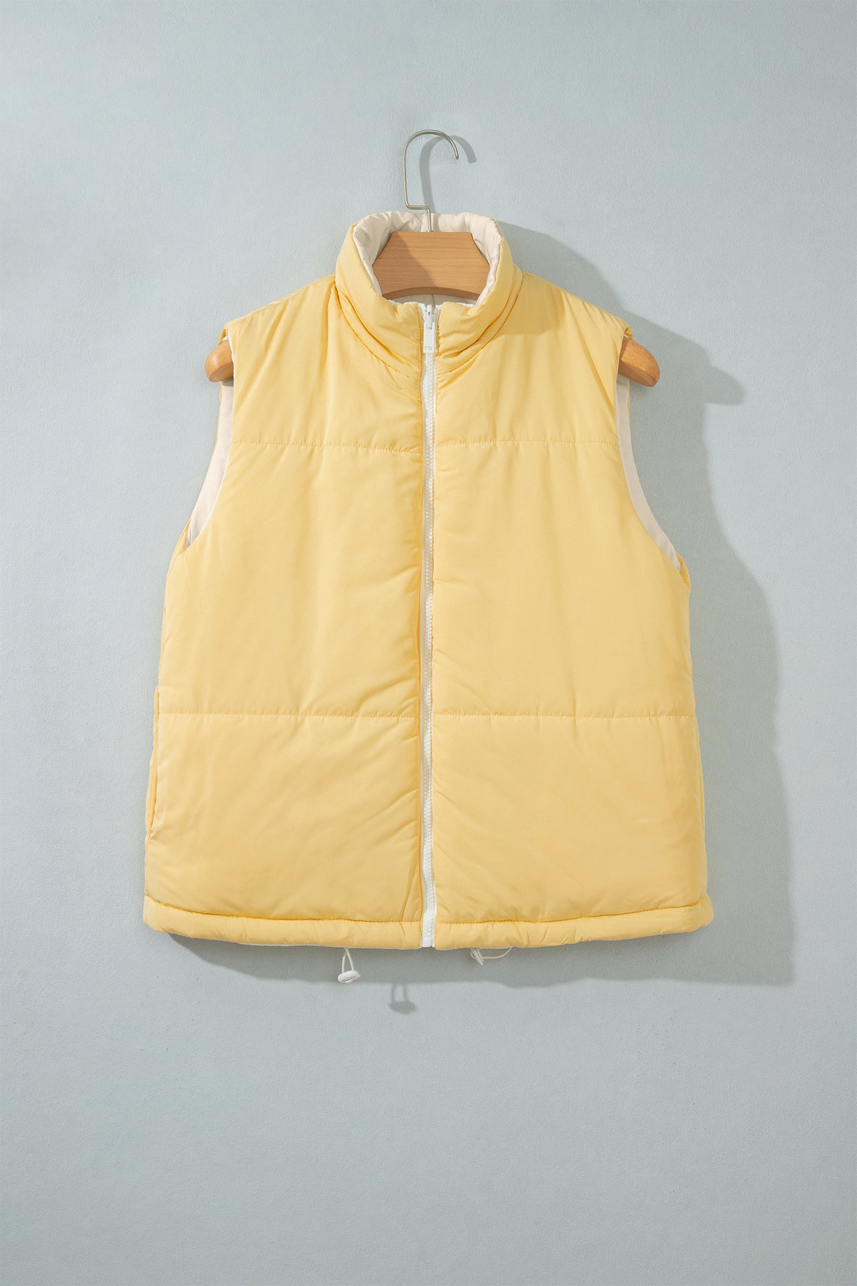 Parchment Reversible Double Wear Contrast Color Stand Neck Zip Pocket Quilted Vest-Outerwear/Vests-[Adult]-[Female]-2022 Online Blue Zone Planet