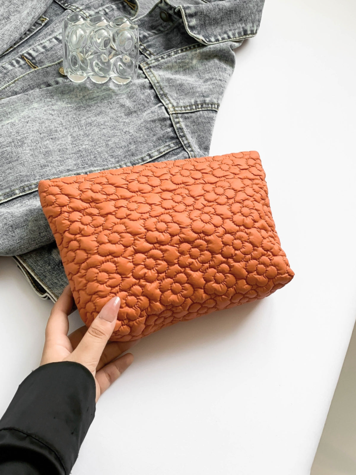 Flower Texture Polyester Clutch-HANDBAGS-[Adult]-[Female]-2022 Online Blue Zone Planet