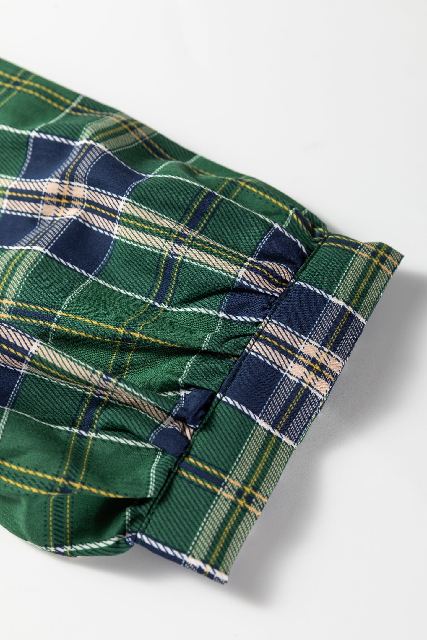 Green Plus Size Plaid Long Sleeve Notched Neck Shift Mini Dress-TOPS / DRESSES-[Adult]-[Female]-2022 Online Blue Zone Planet