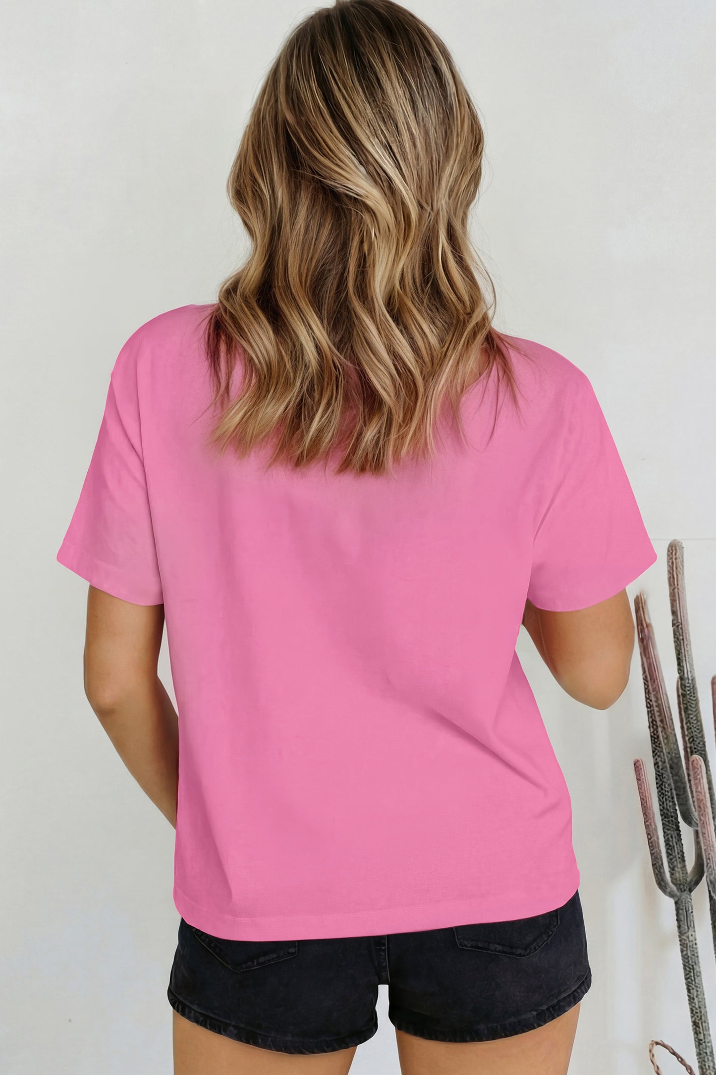 Pink Solid Color High Neck Oversize Tee-Tops/Tops & Tees-[Adult]-[Female]-2022 Online Blue Zone Planet