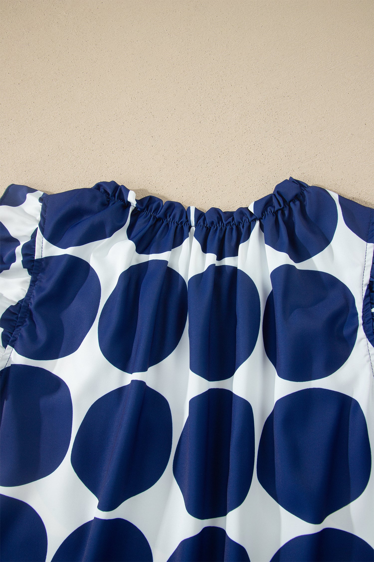 Blue Polka Dot Print Frilled Round Neck Shift Tank Top-Tops/Tank Tops-[Adult]-[Female]-2022 Online Blue Zone Planet