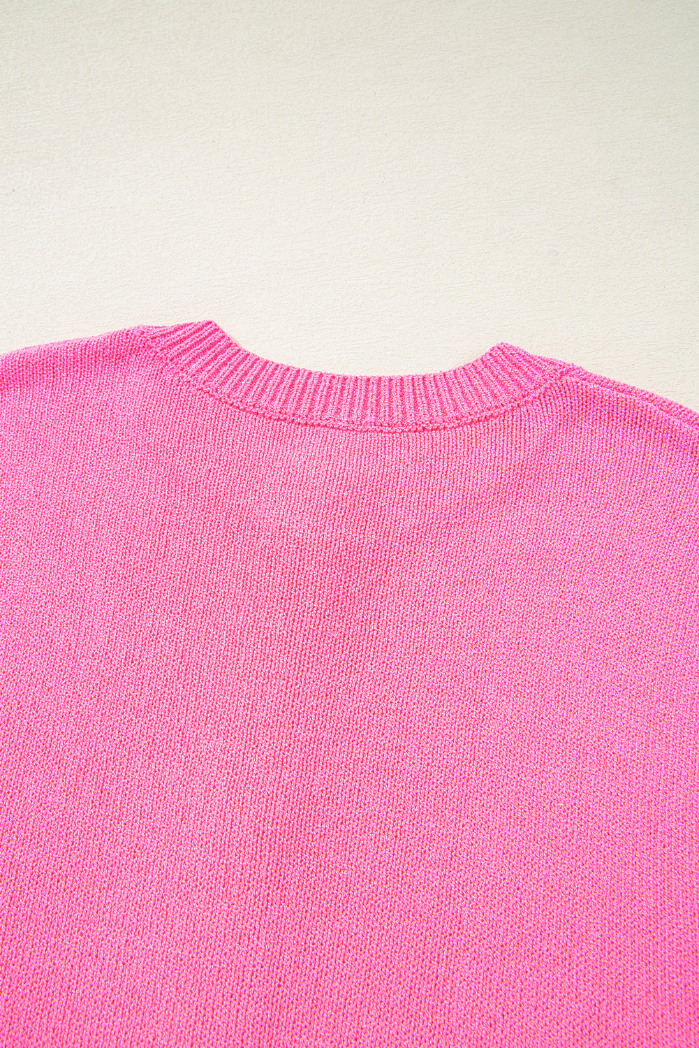 Bright Pink Distressed Hem Short Sleeve Knitted Button Front Sweater-TOPS / DRESSES-[Adult]-[Female]-2022 Online Blue Zone Planet