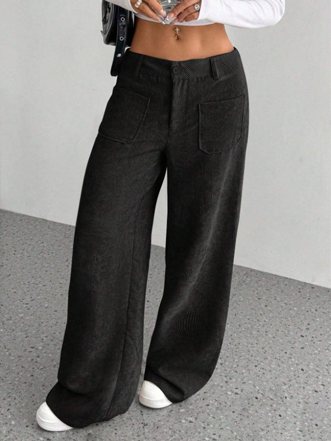 Wide Leg Pants with Pockets-BOTTOMS SIZES SMALL MEDIUM LARGE-[Adult]-[Female]-2022 Online Blue Zone Planet