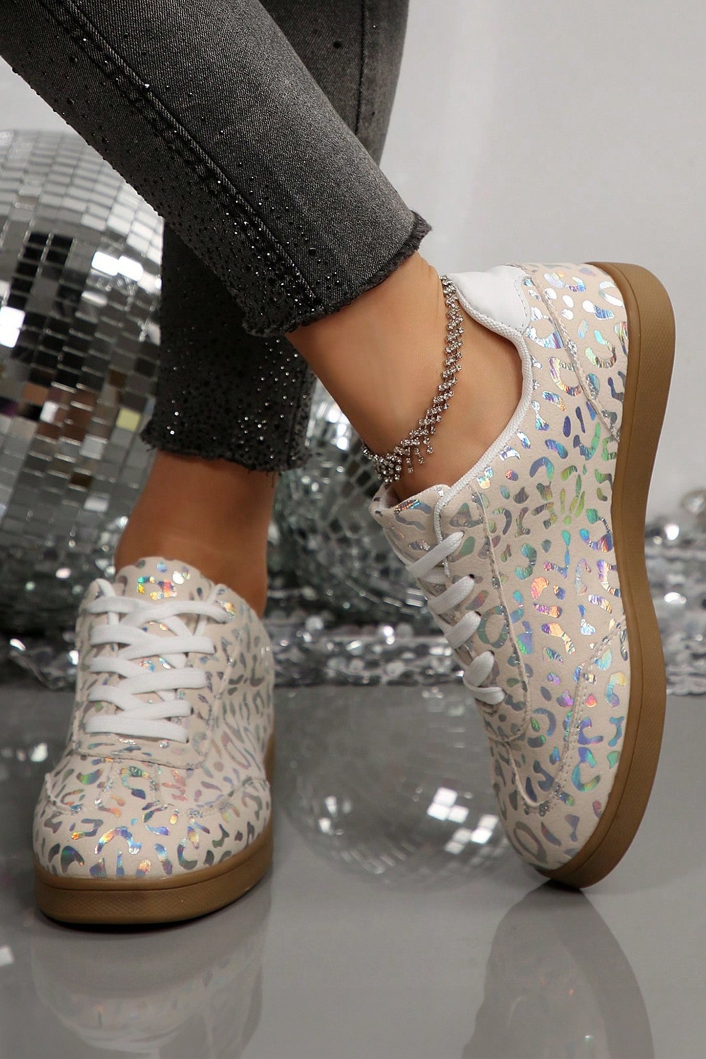 White Shiny Leopard Print Training Shoes-Shoes & Bags/Womens Shoes-[Adult]-[Female]-2022 Online Blue Zone Planet