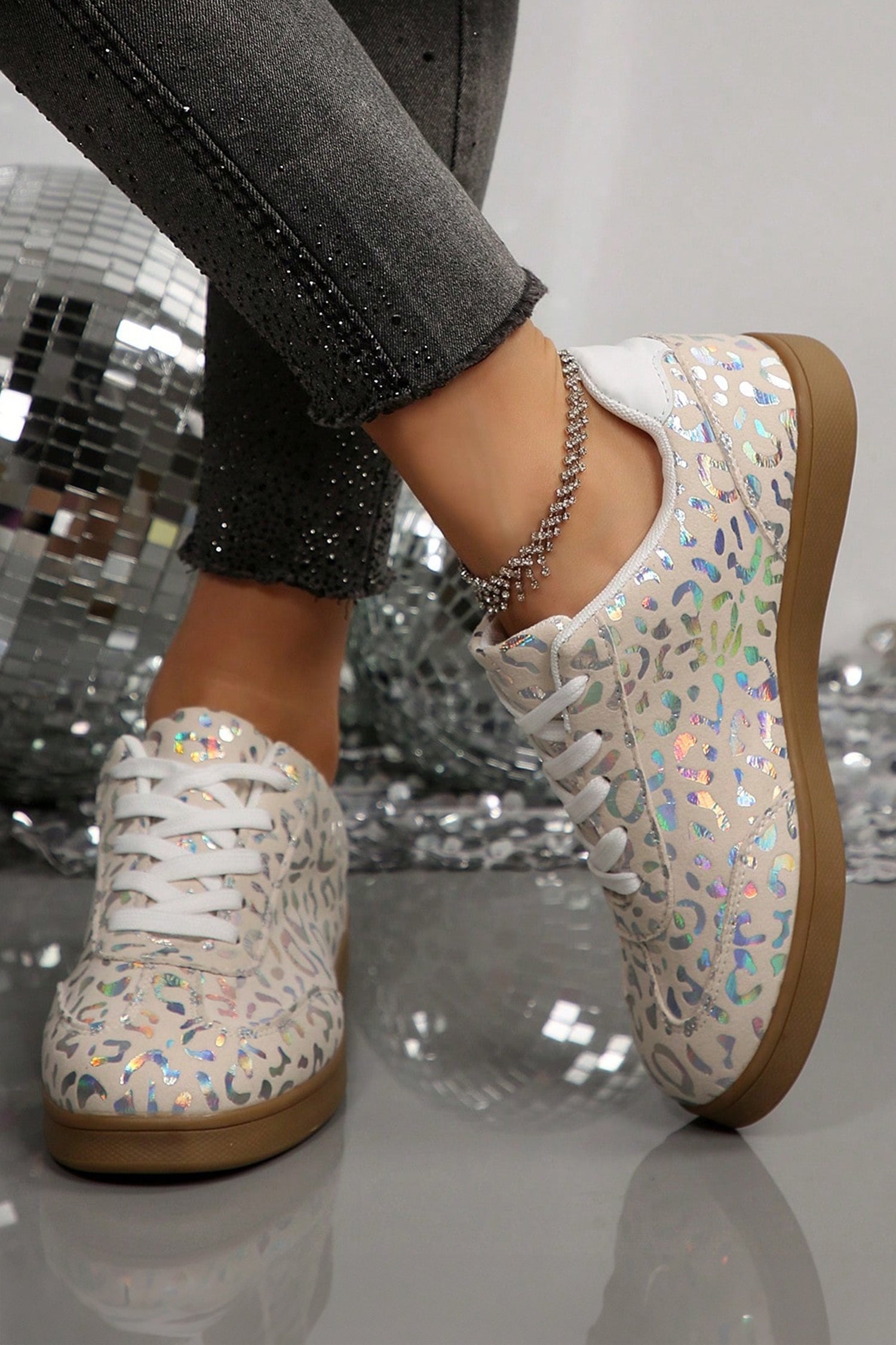 White Shiny Leopard Print Training Shoes-Shoes & Bags/Womens Shoes-[Adult]-[Female]-2022 Online Blue Zone Planet