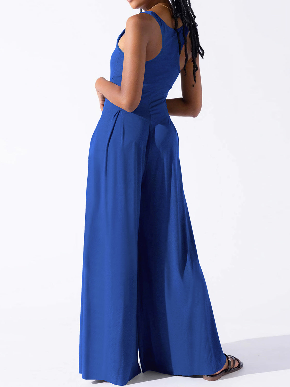 Square Neck Wide Strap Jumpsuit-[Adult]-[Female]-2022 Online Blue Zone Planet