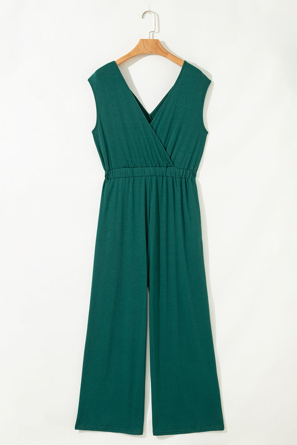 Blackish Green Deep V Pleated Crisscross Wide Leg Backless Jumpsuit-Bottoms/Jumpsuits & Rompers-[Adult]-[Female]-2022 Online Blue Zone Planet