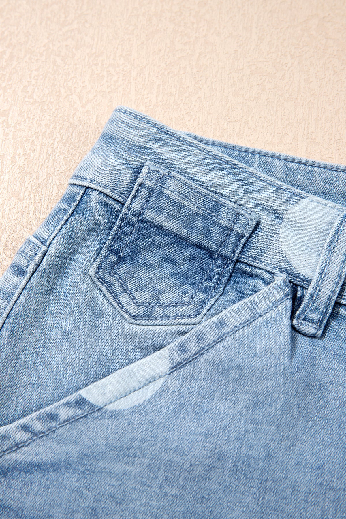 Sky Blue Polka Dot Ankle-Length Metal Button Casual Jeans-Bottoms/Jeans-[Adult]-[Female]-2022 Online Blue Zone Planet