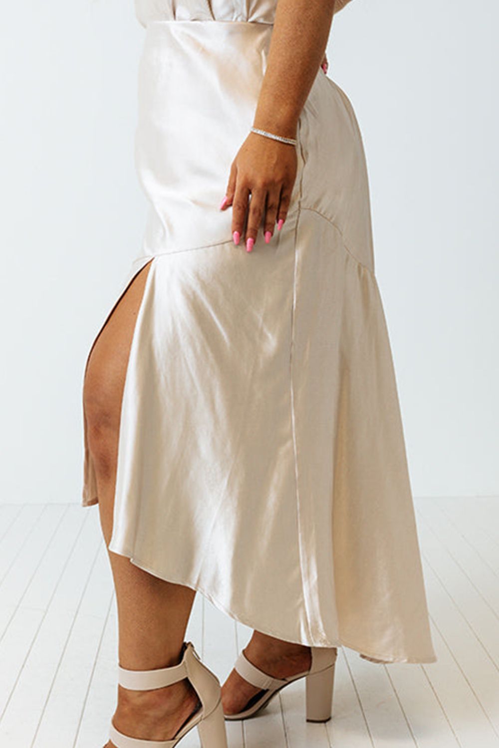 Plus Size Slit Ruffled Skirt-BOTTOMS SIZES SMALL MEDIUM LARGE-[Adult]-[Female]-2022 Online Blue Zone Planet