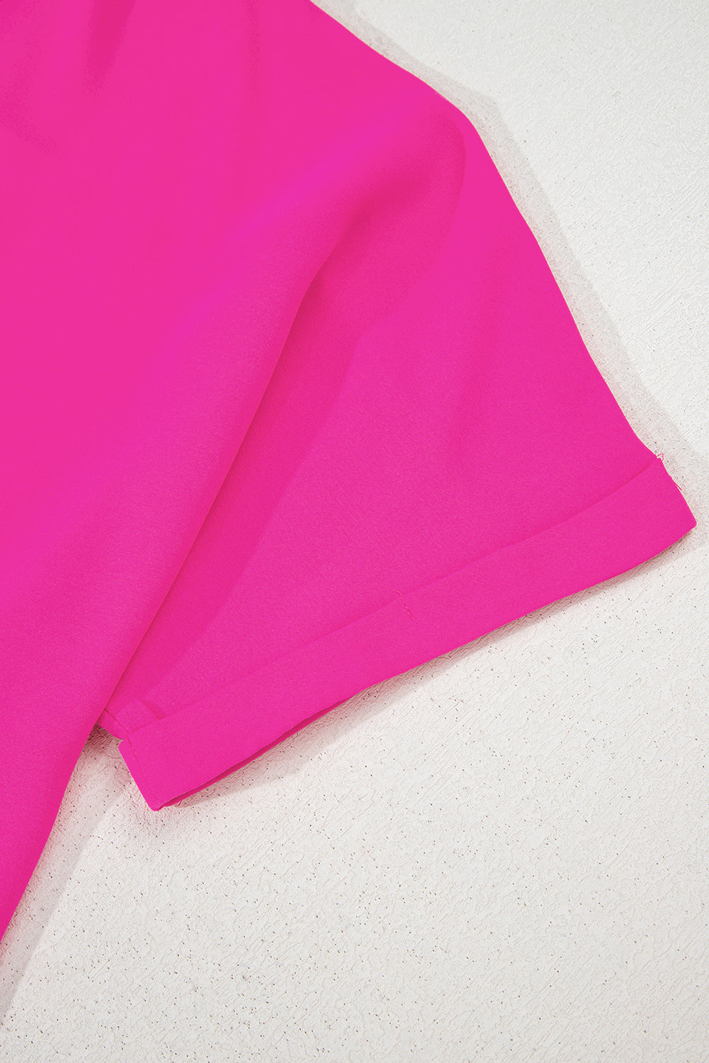 Bright Pink Seamed Back High Low Hem V Neck Cuffed Sleeve Plus Size Tee-Plus Size/Plus Size Tops/Plus Size Tops & Tees-[Adult]-[Female]-2022 Online Blue Zone Planet