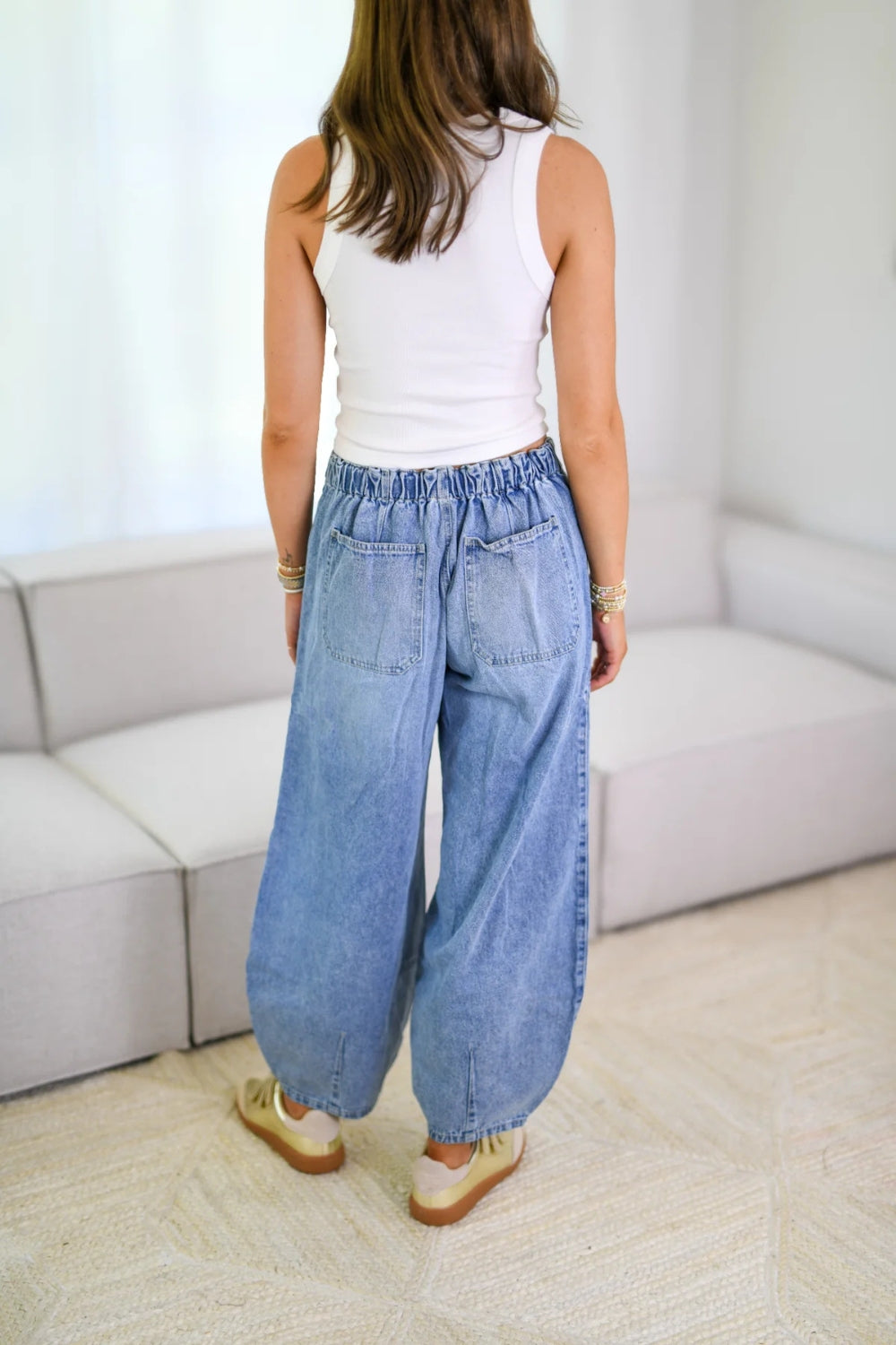 Drawstring Jeans with Pockets-BOTTOM SIZES SMALL MEDIUM LARGE-[Adult]-[Female]-2022 Online Blue Zone Planet
