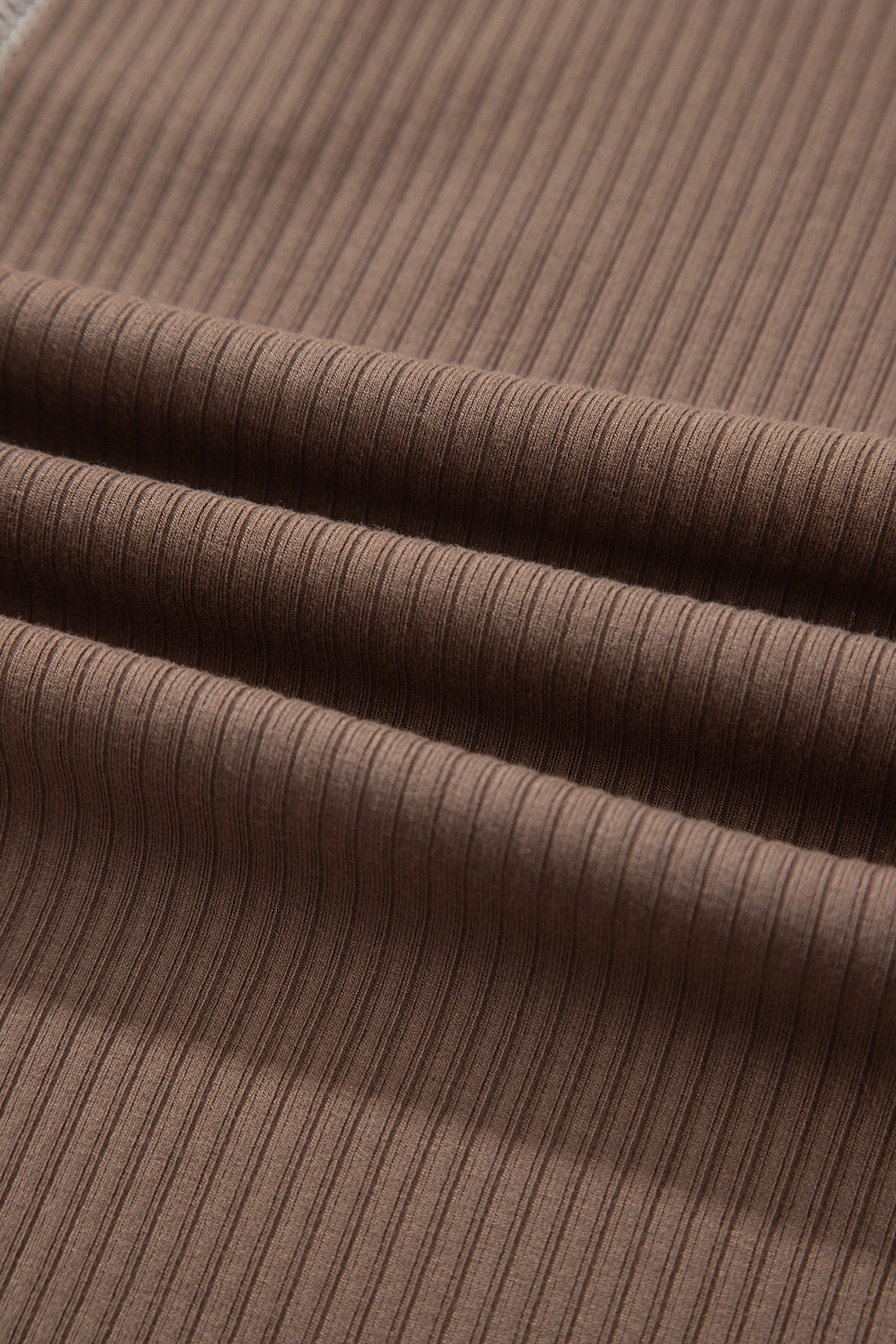 Dark Khaki V Neck Ribbed Stitched Detail Long Sleeve Top-Tops/Long Sleeve Tops-[Adult]-[Female]-2022 Online Blue Zone Planet