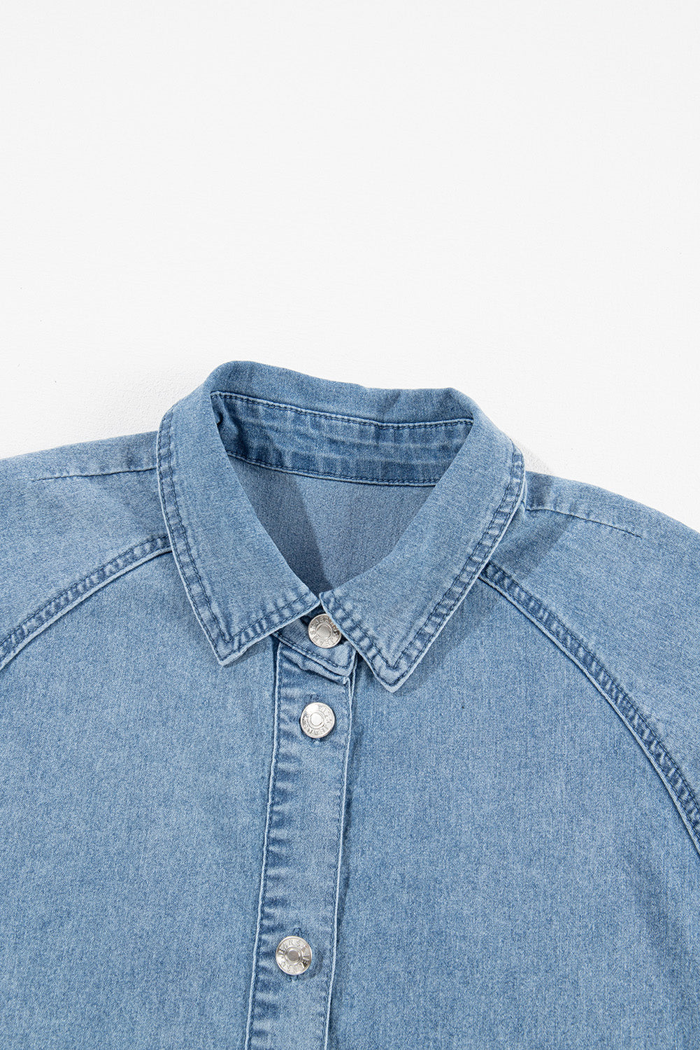 Black Frilled Short Sleeve Button Up Loose Denim Shirt Dress-TOPS / DRESSES-[Adult]-[Female]-2022 Online Blue Zone Planet