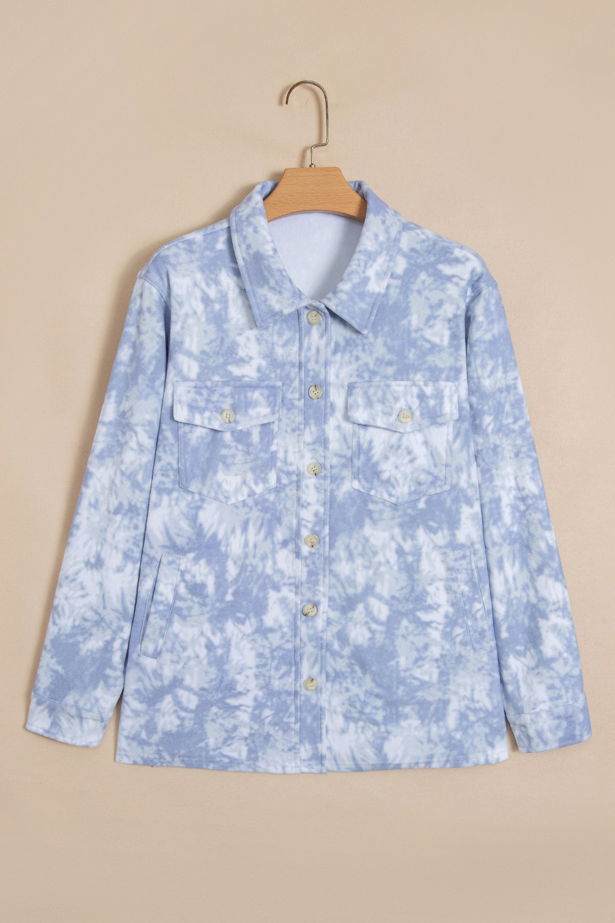 Gray Abstract Print Fuzzy Collar Long Sleeve Patch Pocket Tunic Jacket-Outerwear/Jackets-[Adult]-[Female]-2022 Online Blue Zone Planet