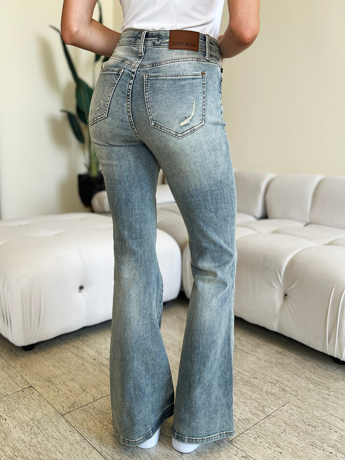 Judy Blue Full Size Mid Rise Flare Jeans-BOTTOMS SIZES SMALL MEDIUM LARGE-[Adult]-[Female]-2022 Online Blue Zone Planet