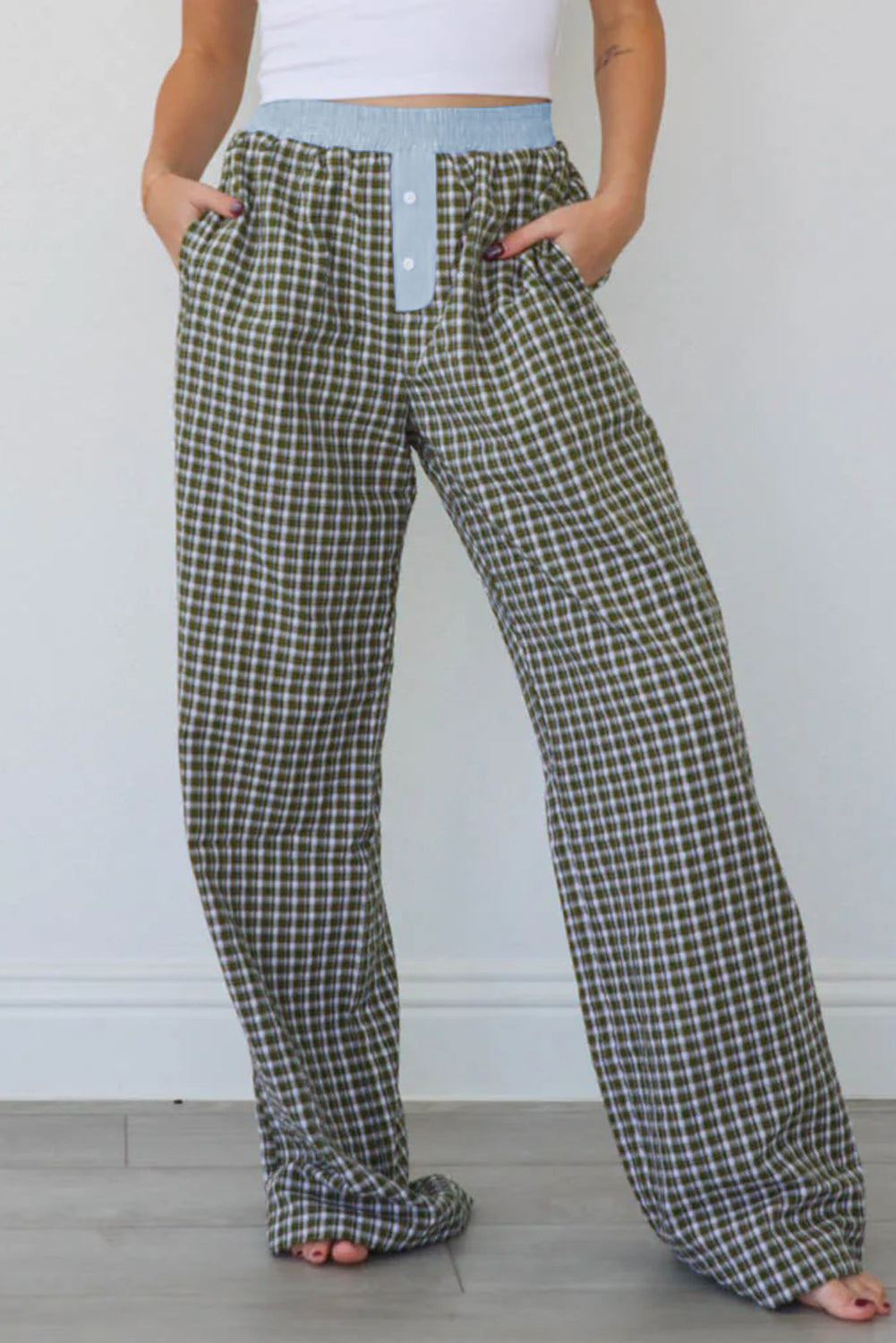 Brown Preppy Gingham Boxer Pants-Bottoms/Pants & Culotte-[Adult]-[Female]-2022 Online Blue Zone Planet
