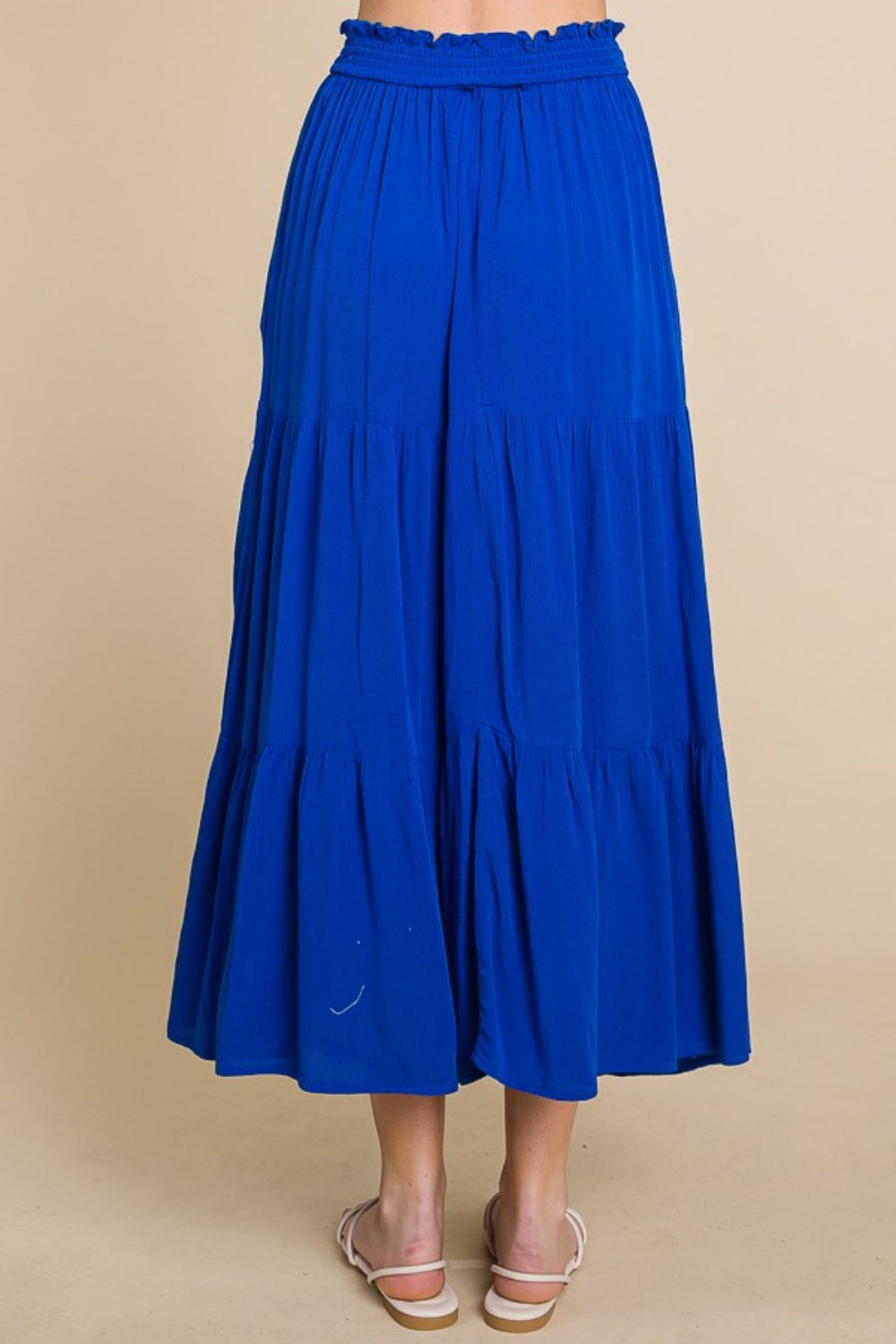 Culture Code Full Size Frill Ruched Midi Skirt-BOTTOMS SIZES SMALL MEDIUM LARGETTOMS-[Adult]-[Female]-2022 Online Blue Zone Planet