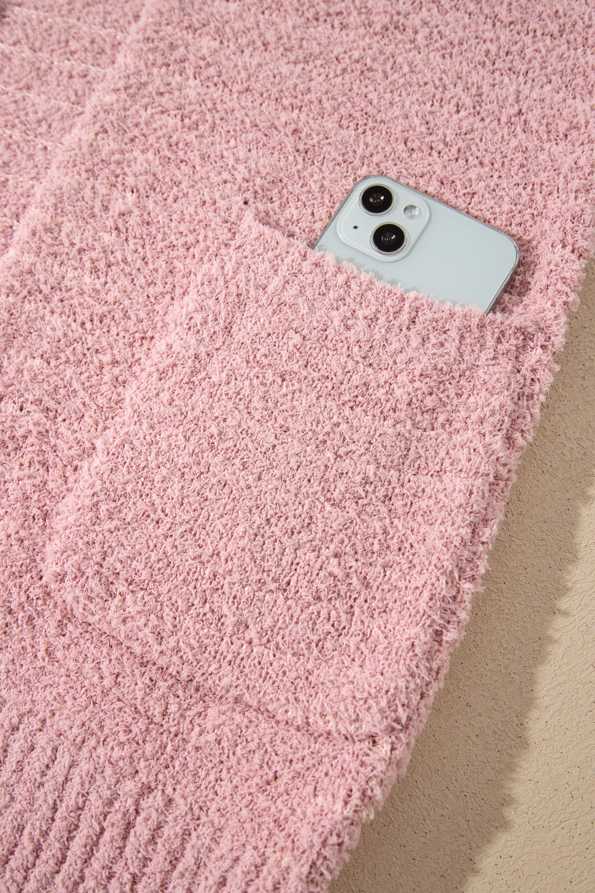 Light Pink Open Front Soft Fuzzy Ribbed Sweater Cardigan-TOPS / DRESSES-[Adult]-[Female]-2022 Online Blue Zone Planet