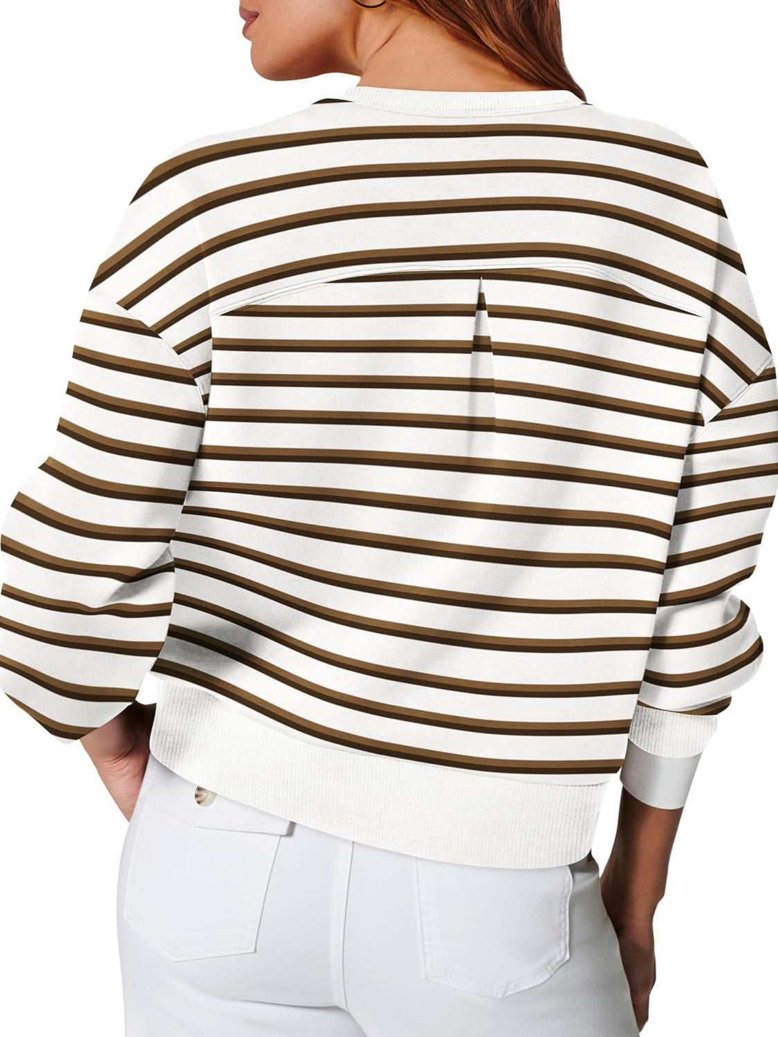 Lovelet Striped Round Neck Long Sleeve Sweatshirt-TOPS / DRESSES-[Adult]-[Female]-2022 Online Blue Zone Planet