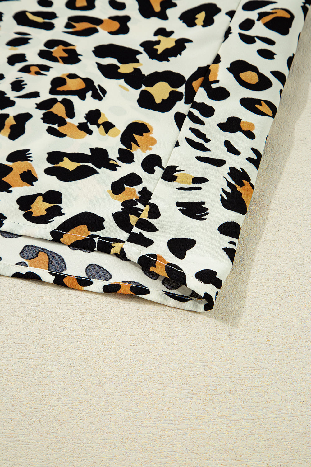 Khaki Leopard Print Contrast Striped V Neck Blouse-Tops/Blouses & Shirts-[Adult]-[Female]-2022 Online Blue Zone Planet