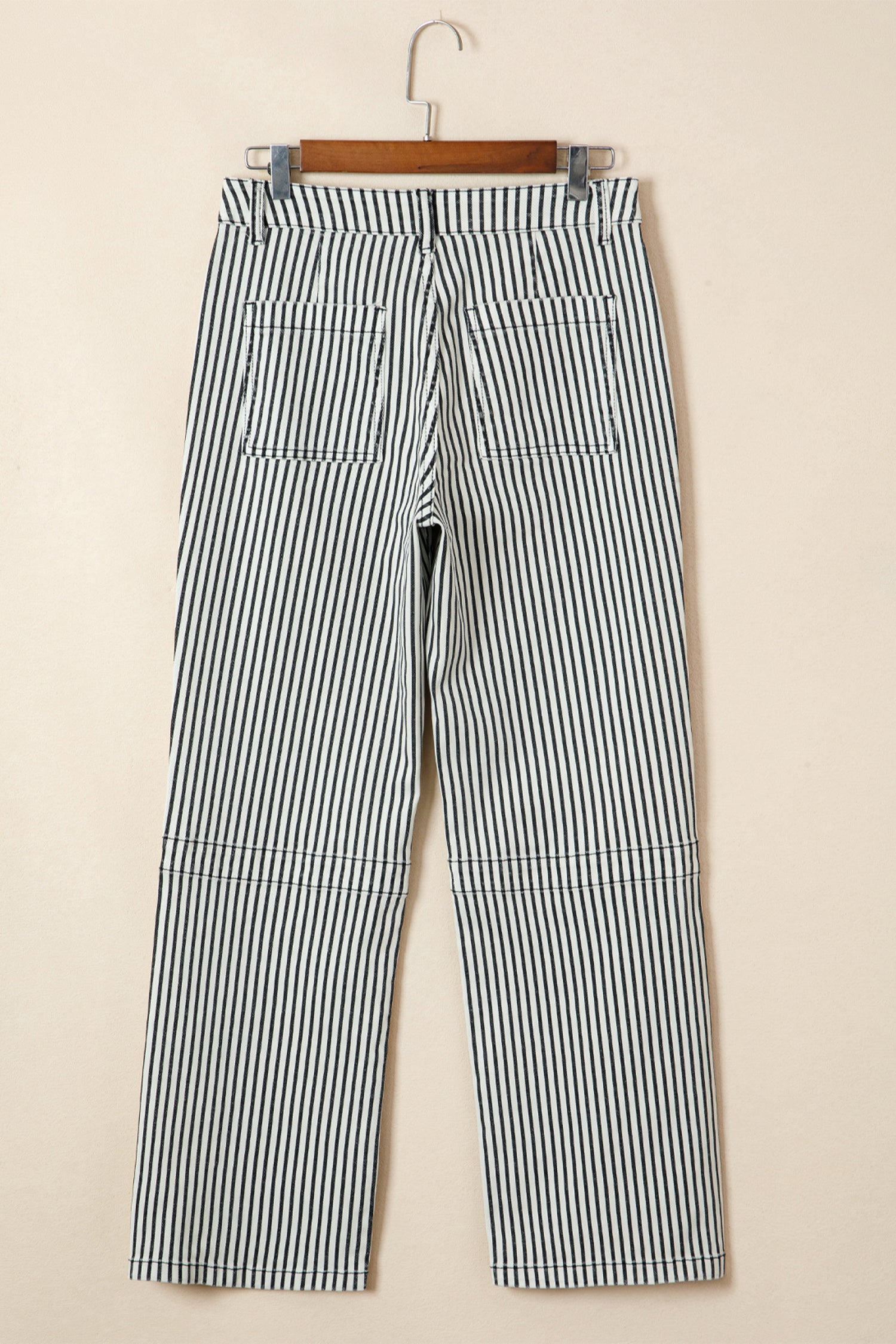 Black Stripe Patch Pocket High Waist Shift Denim Jeans-Bottoms/Jeans-[Adult]-[Female]-2022 Online Blue Zone Planet