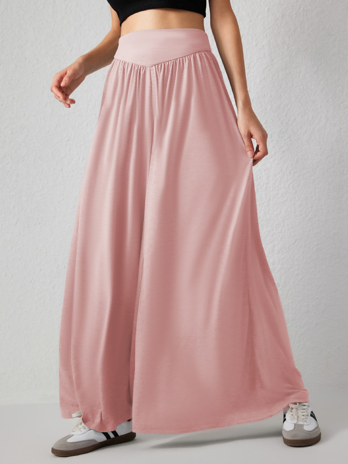 High Waist Wide Leg Pants-BOTTOMS SIZES SMALL MEDIUM LARGE-[Adult]-[Female]-2022 Online Blue Zone Planet