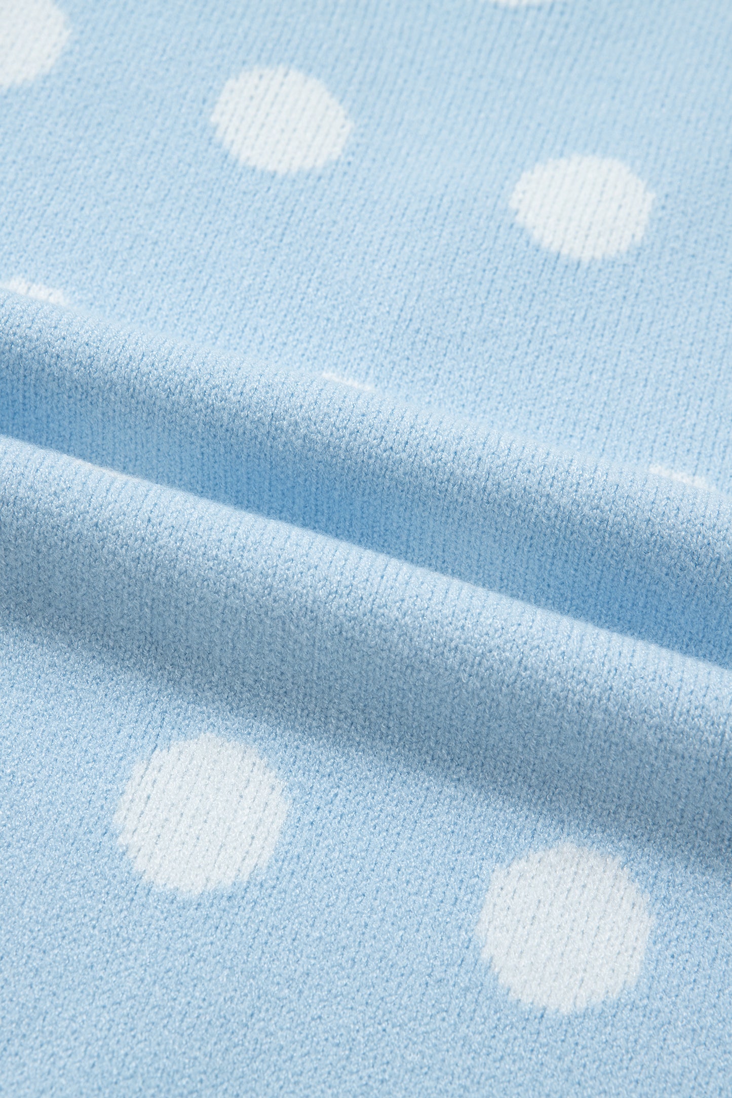 Rose Red Polka Dot Puff Short Sleeve Sweater Top-Sweaters & Cardigans/Short Sleeve Sweaters-[Adult]-[Female]-2022 Online Blue Zone Planet