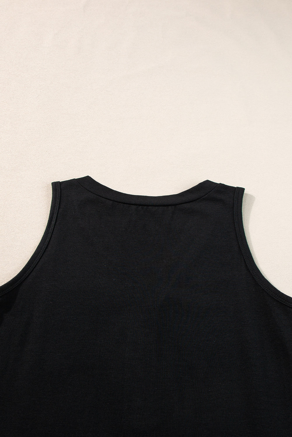 Black Half Button V Neck Patched Pocket Tank Top-Tops/Tank Tops-[Adult]-[Female]-2022 Online Blue Zone Planet