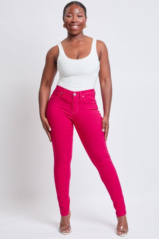 YMI Jeanswear Hyperstretch Mid-Rise Skinny Jeans-TOPS / DRESSES-[Adult]-[Female]-Neon Pink-S-2022 Online Blue Zone Planet