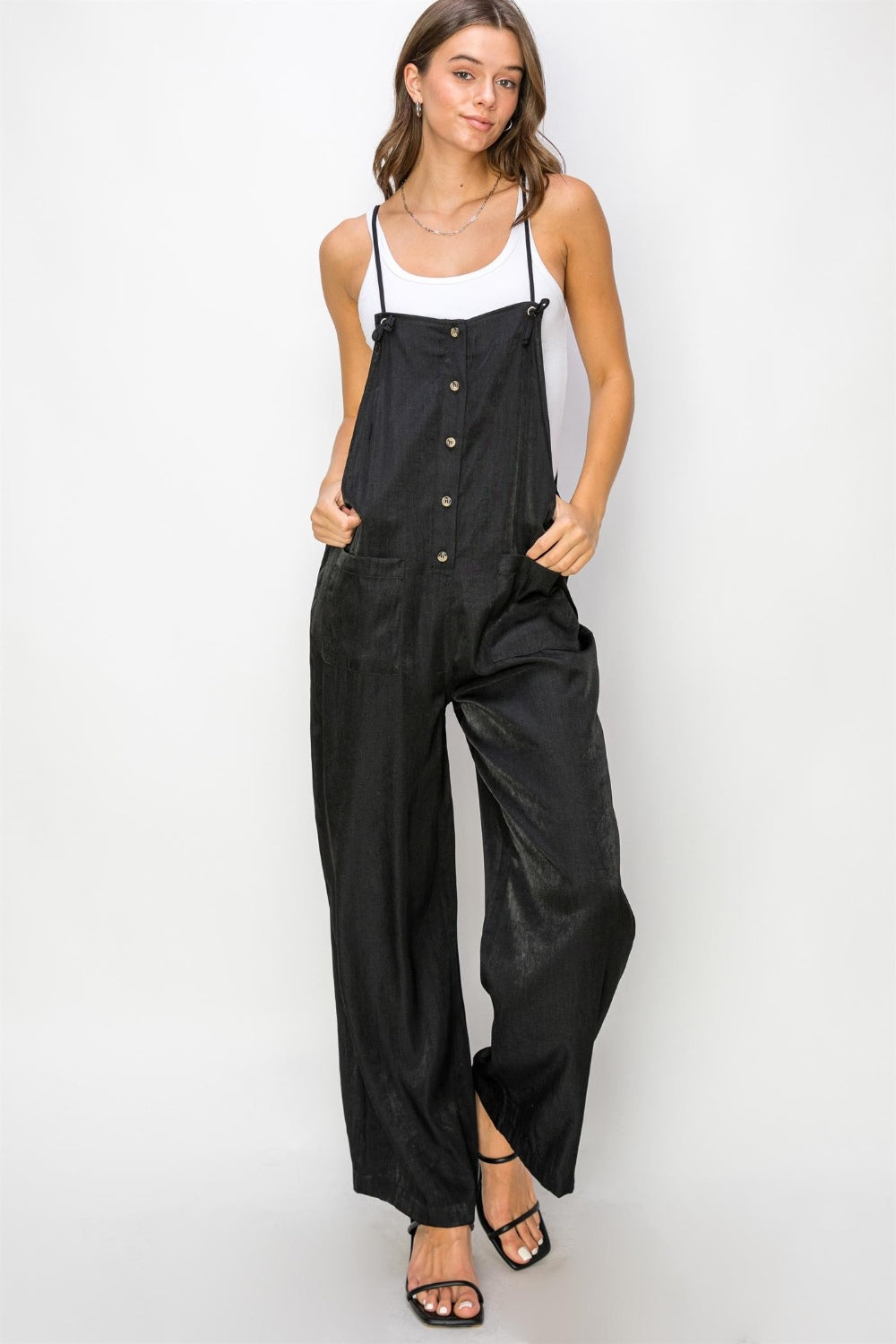 HYFVE Half Button Sleeveless Straight Jumpsuit-TOPS / DRESSES-[Adult]-[Female]-2022 Online Blue Zone Planet